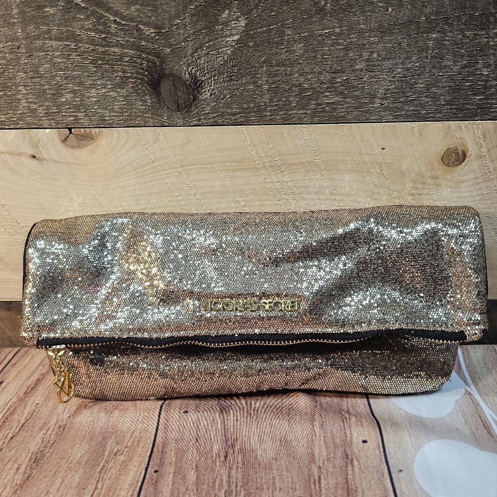 NWT Victoria's Secret Gold Clutch. Limited Edition. With Mirror